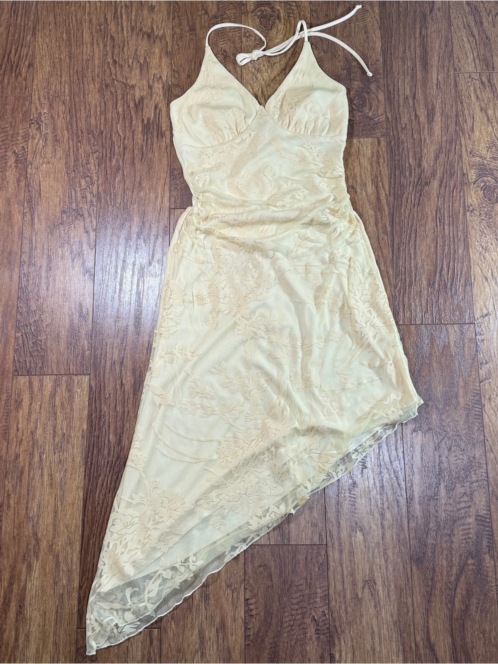 Rhapsody Pale Yellow Lace Asymmetrical Slip Dress Fairycore Cottagevcore SZ M